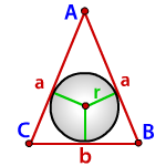 Poloměr vepsané kružnice rovnoramenného trojúhelníku
