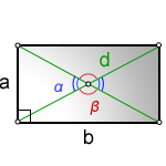 Vzorce úhlů mezi úhlopříčkami v obdélníku