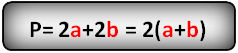 Obvod obdélníku.  P=2*a+2*b=2*(a+b)