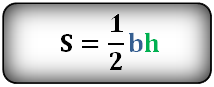 Vzorec obsahu trojúhelníku přes výšku h a základnu. S = 1/2bh