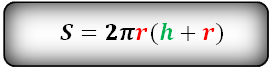 Výpočet obsahu celého válce. S=2*π*r*(h+r)